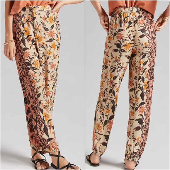 Anthropologie, New, Mixed Boho Floral Smocked Balloon Leg Pants Womens Size 6 - Picture 1 of 14